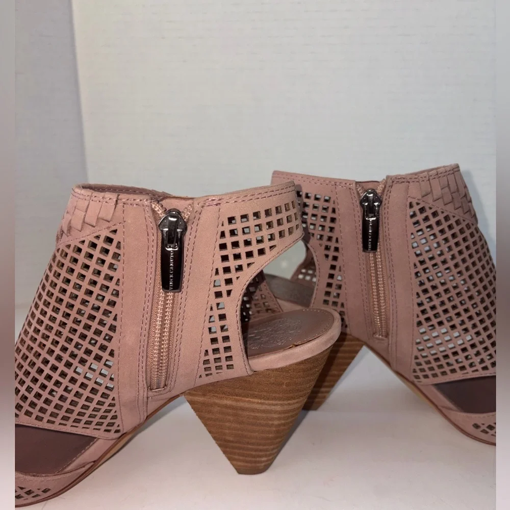 Vince Camuto leather woven cutout peep‎ toe ankle bootie